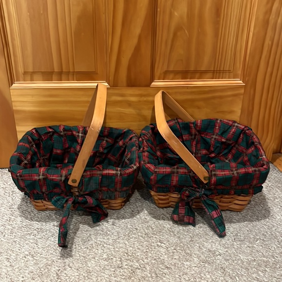 Country Woven Collection GRAND Basket with Removable Christmas Plaid Liners - Picture 7 of 12